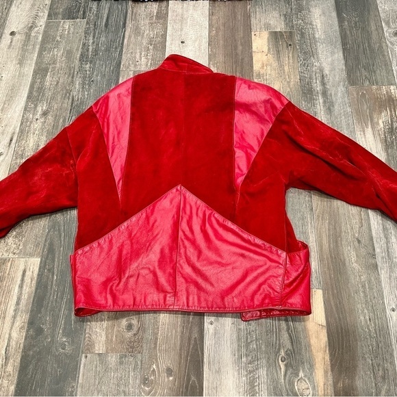 Comint 1980’s RED Leather Suede Snap Front Jacket Coat Sz L Argentina vintage - Picture 12 of 13